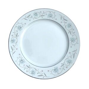 Fine China of Japan English Garden 1221 Dinner Plate 10.5" Blue Pink Silver